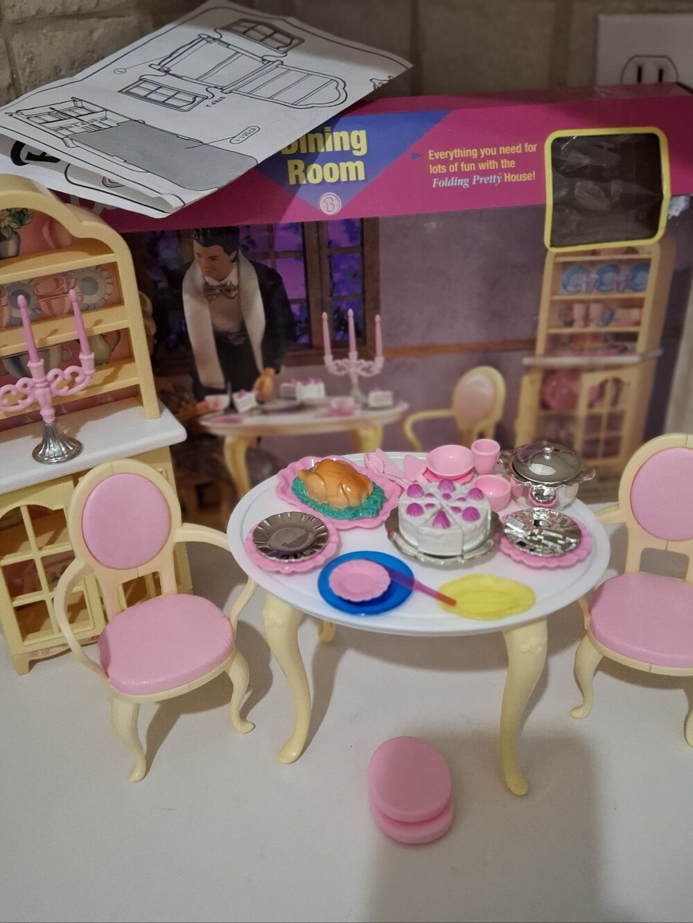 Vintage Barbie Pink Dining Room Playset